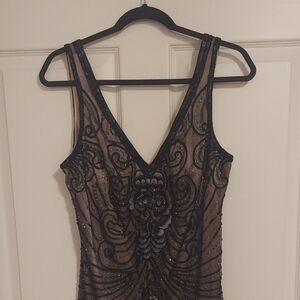 Elegant Black and Purple Embellished Dress